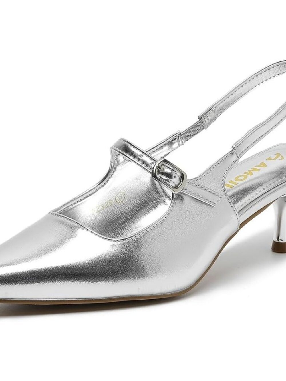 Women’s Closed Pointed Toe Kitten Heel Slingback Low Heel Pumps Party Wedding